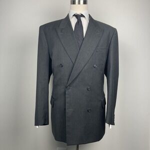 Massimo Sport Coat Men's 44R Blazer Gray Wool Double‎ Breasted Made in Italy